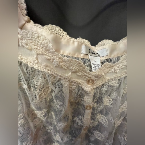 Pinky Boho Ivory Lace Sheer Top - Picture 3 of 9